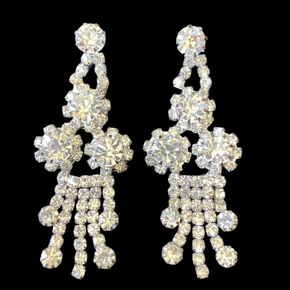 Vintage Crystal Chandelier Earrings (t10) - Picture 1 of 6